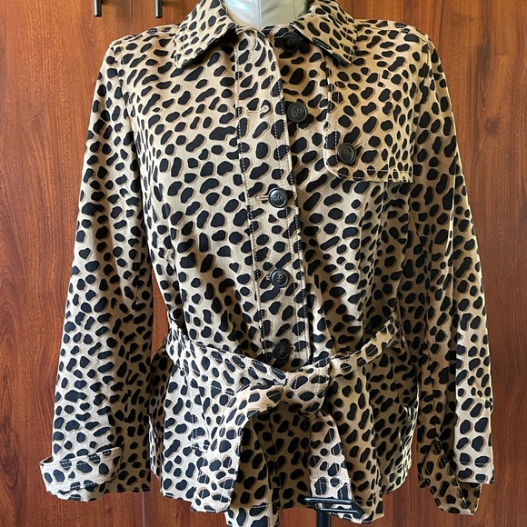 Ann Taylor - Gorgeous Animal Print Short Trench sz 12 - Picture 1 of 3